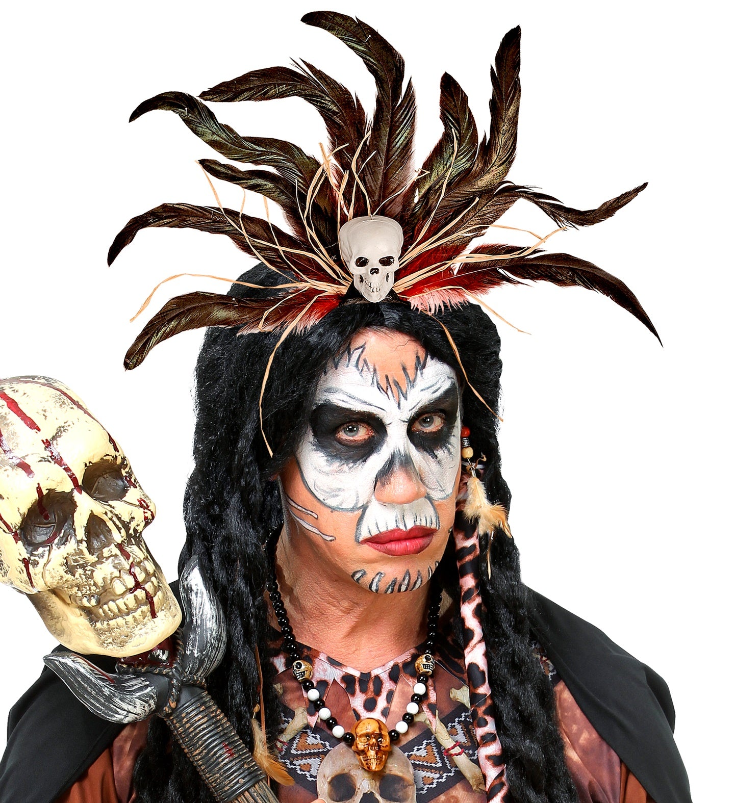 Voodoo Priest Feathers Headpiece