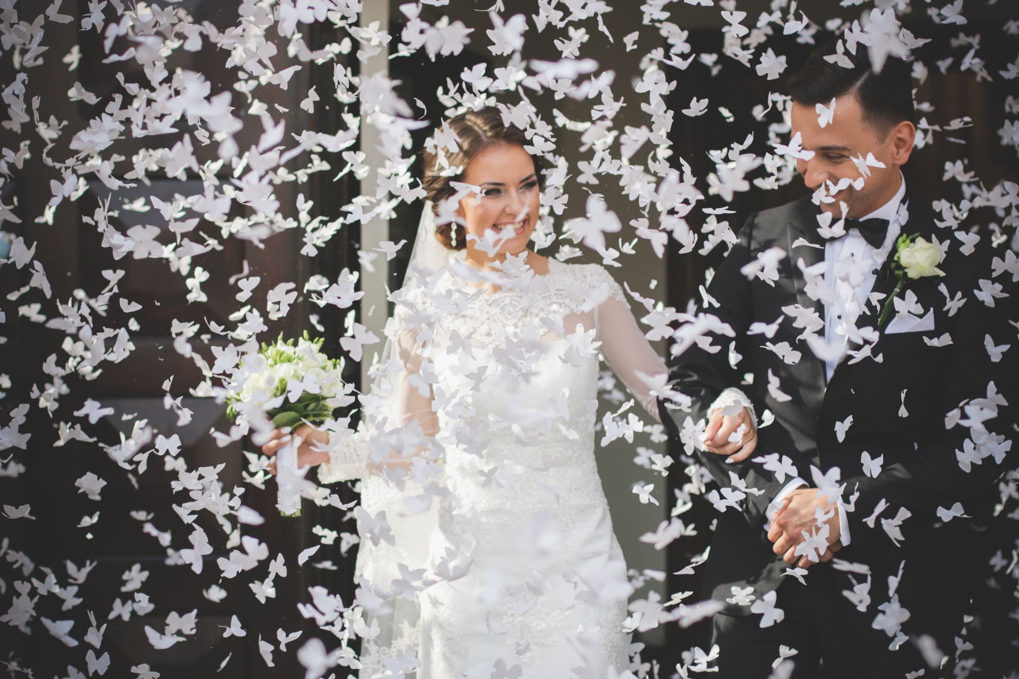 White Butterflies Confetti Cannon for wedding