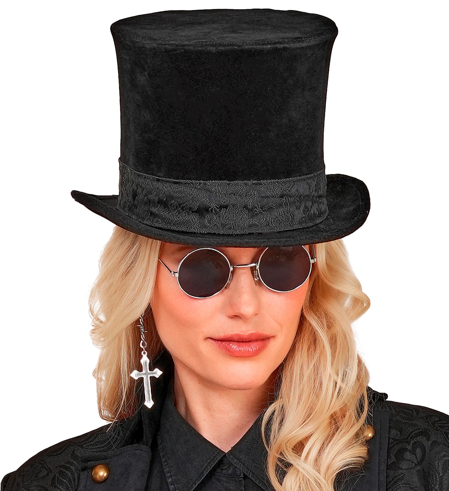 Black Velvet Bell Crown Top Hat