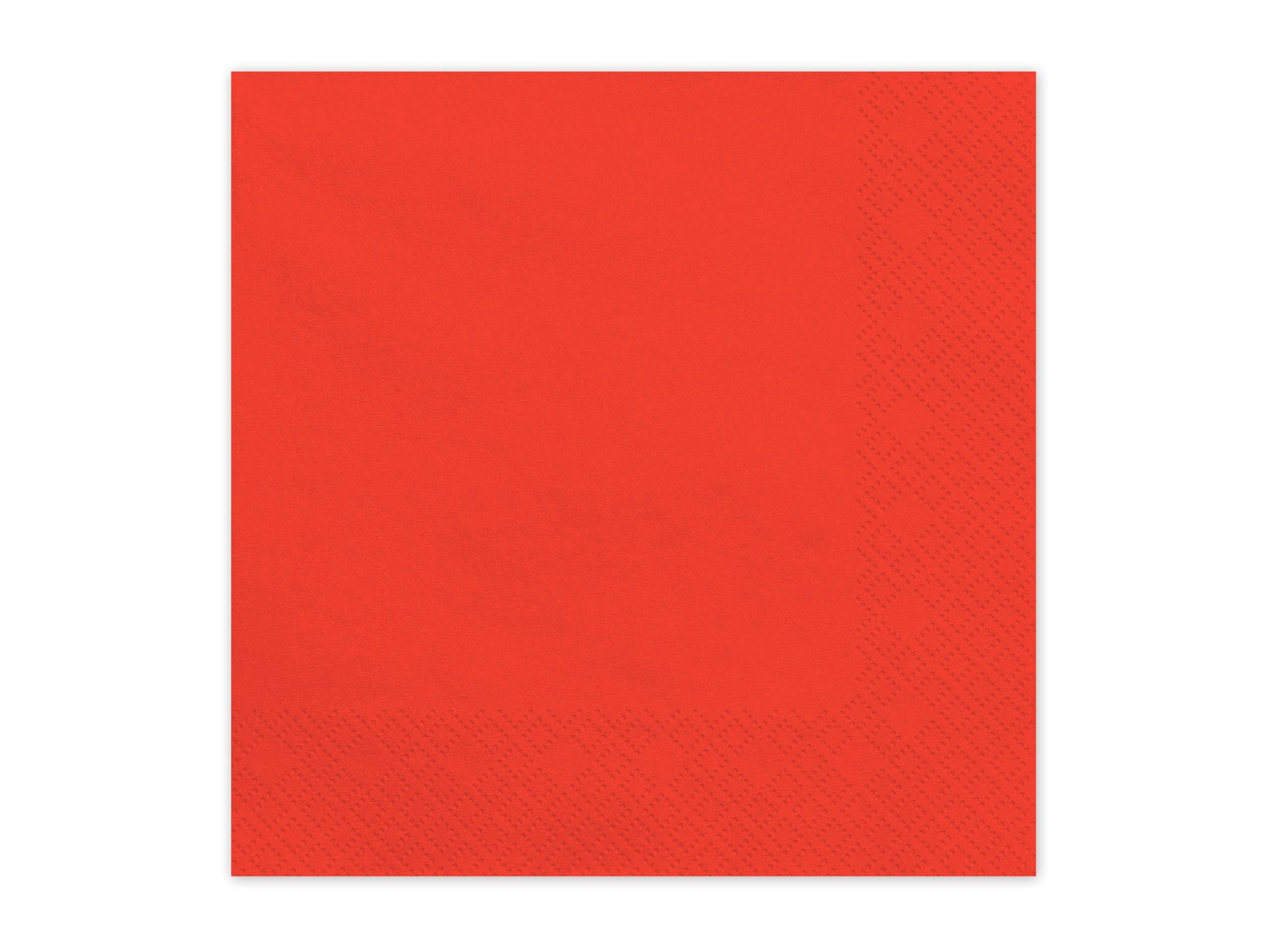 A single bright red paper napkin, showing the simple texture.