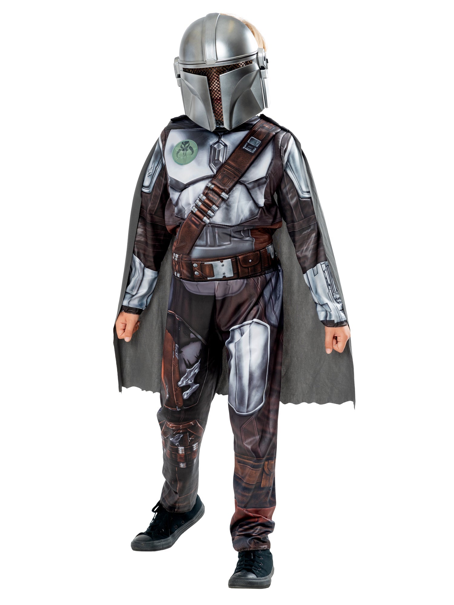 Child wearing an Officially Licensed  'The Mandalorian' on a white background
