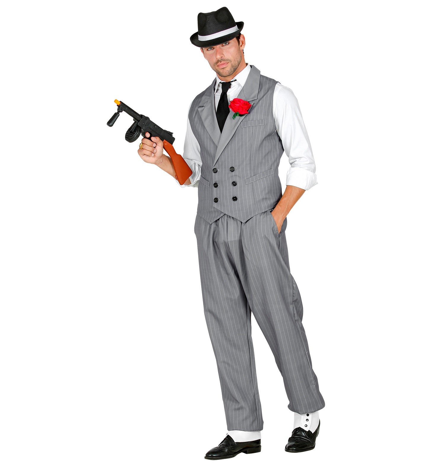 1920's Gangster Grey Pinstripe Suit Men's