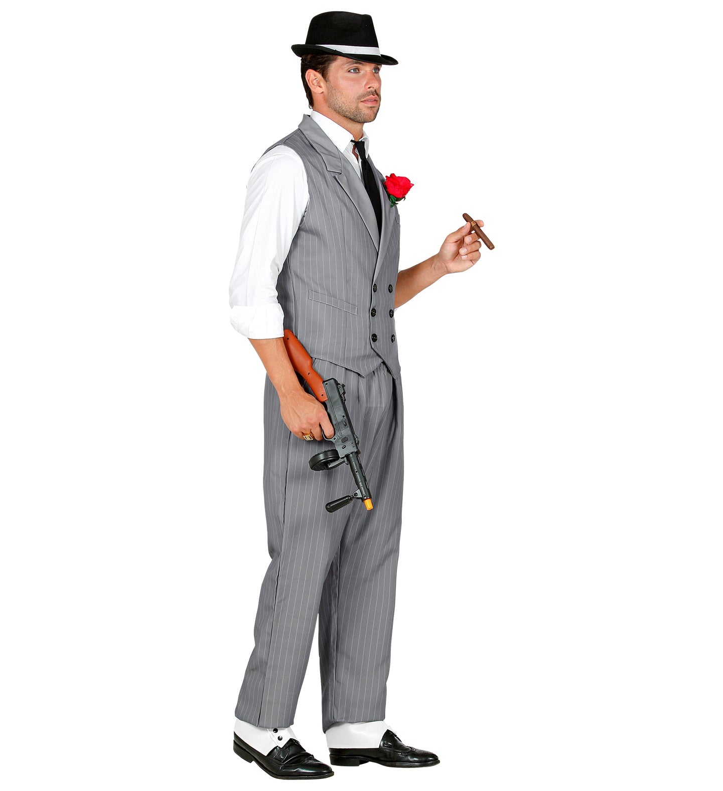 1920's Gangster Grey Pinstripe Suit Men's