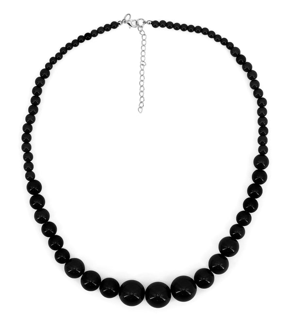 70's Beaded Necklace Black