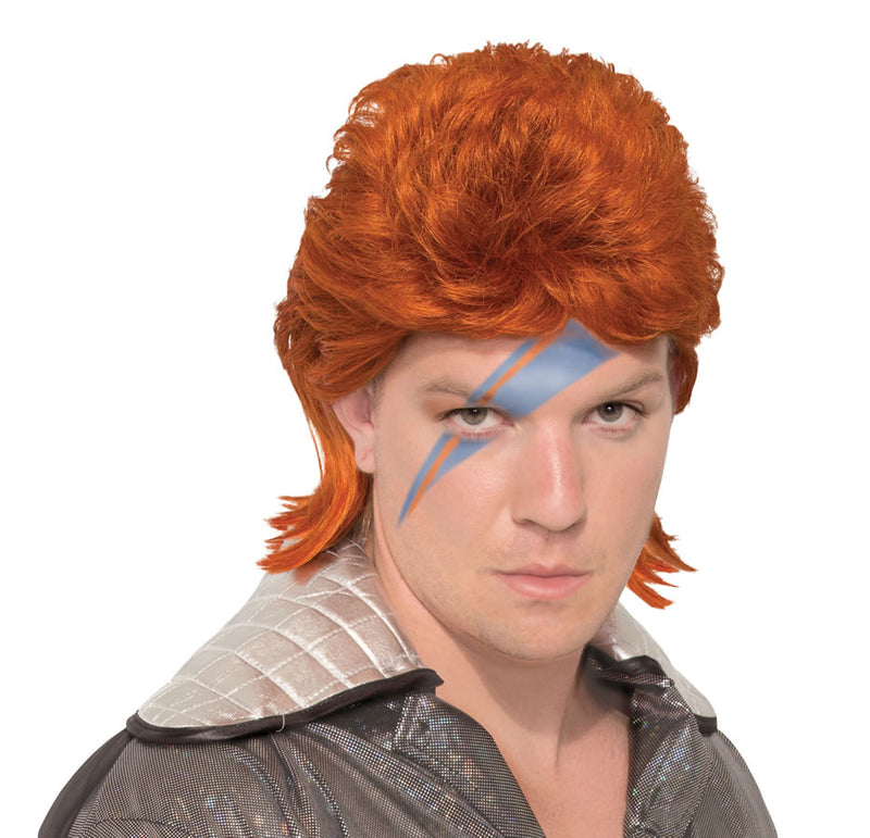 Our 70's Rock Legend is a long, red, mullet is in the style of David Bowie's Ziggy Stardust. Recreate your favourite rocker for any 70s or 80s party and you’ll be sure to stand out. 
