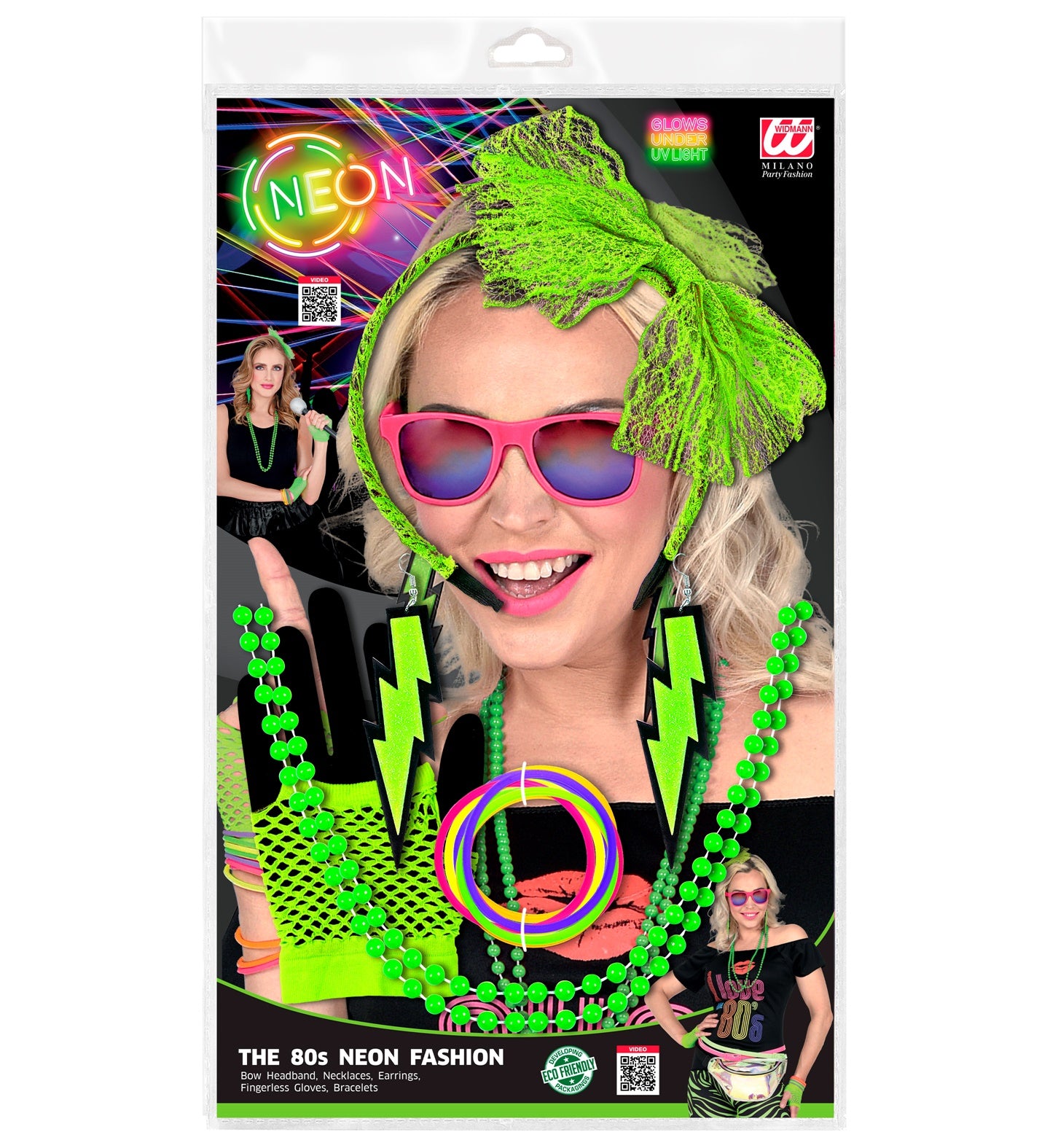 Neon Green 80's Costume Accessory kit 