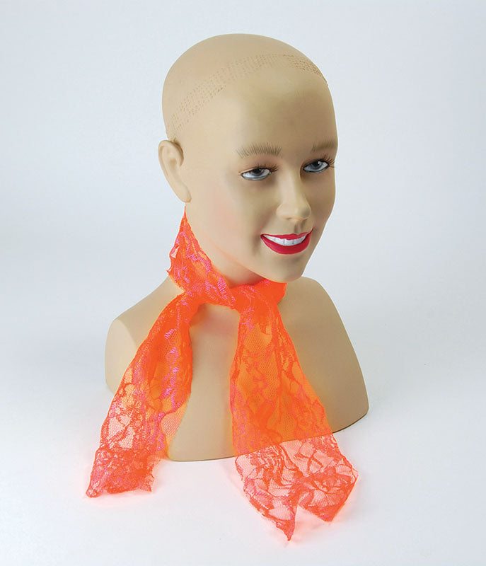 80's Neon Lace Scarf in Orange costume Accessory