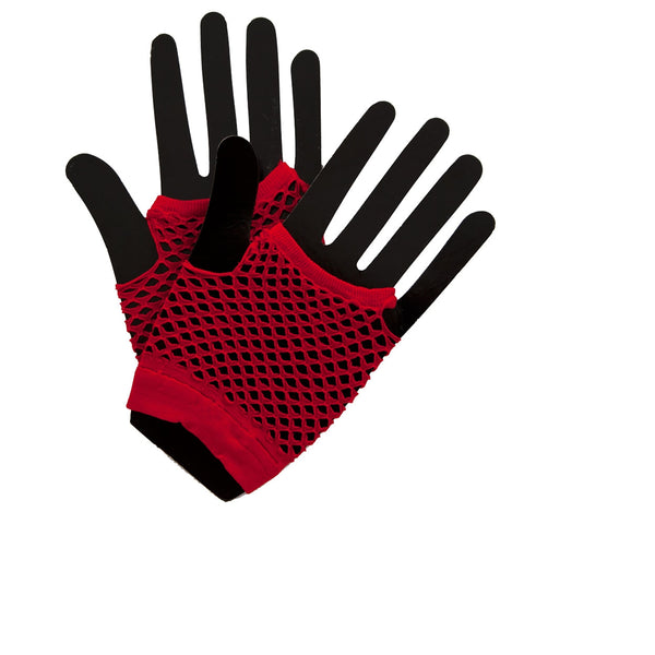 Stay funky fresh with our 1980's Short Red Fishnet Glove