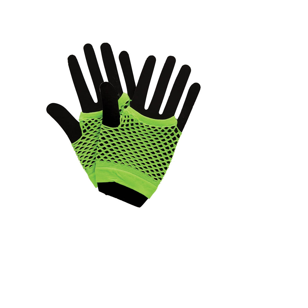 1980's short Neon Green Fishnet Gloves
