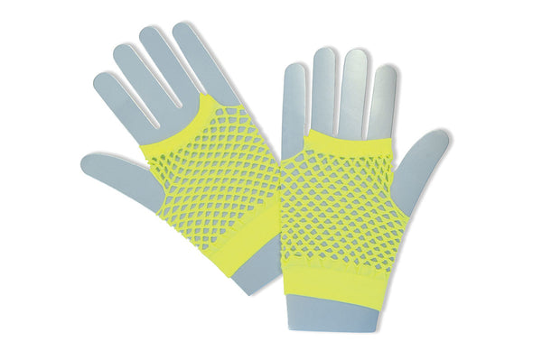 1980's Fishnet Gloves Yellow
