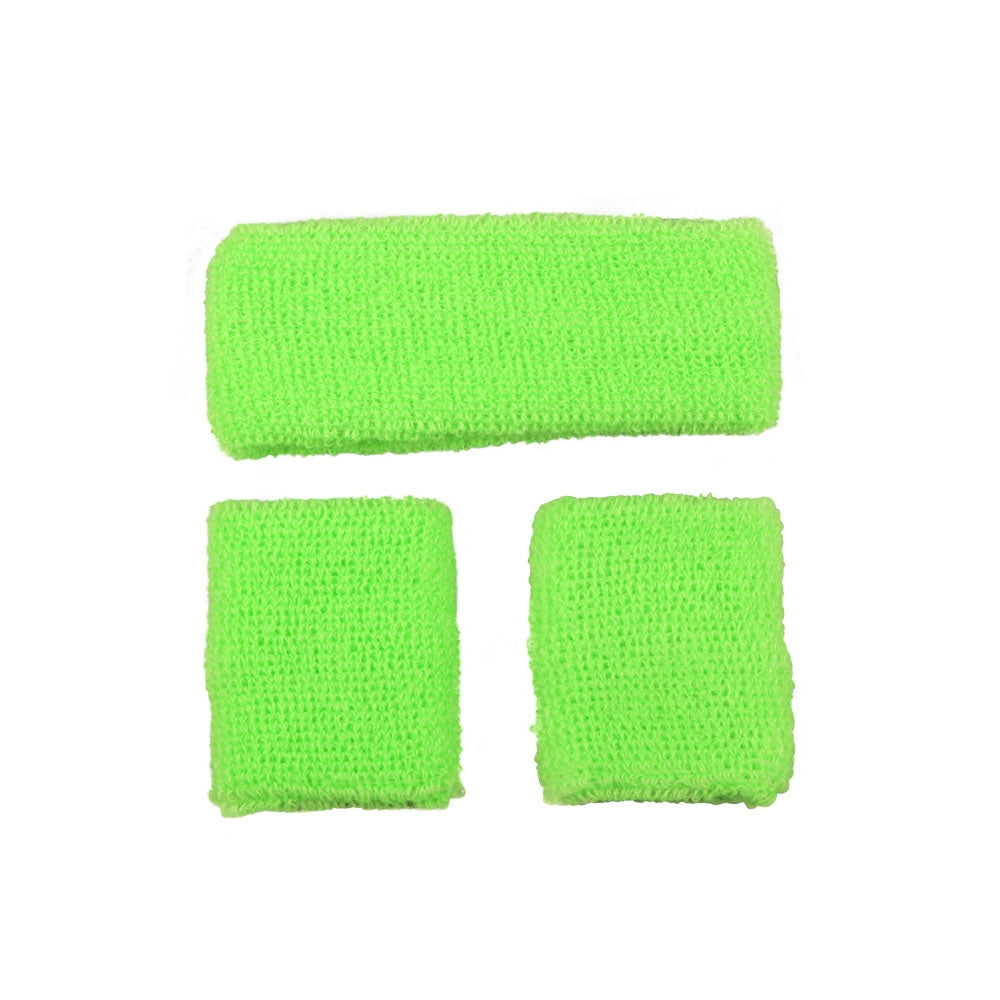 80's Sweatband and Wristbands - Neon Green