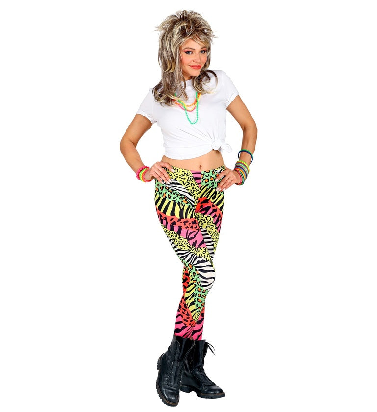 80s Neon Multicoloured Leopard Print Leggings