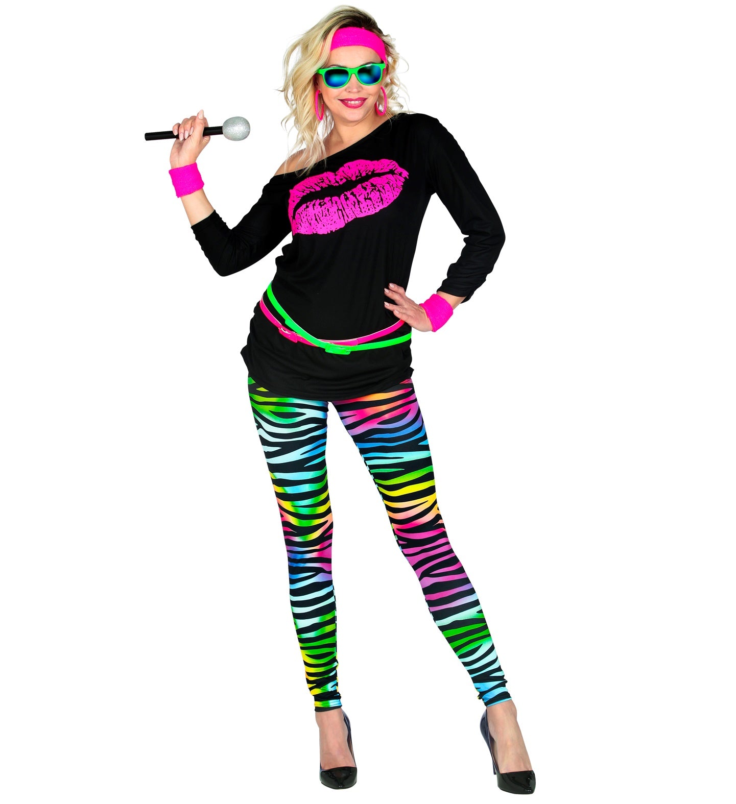 80s Neon Multicoloured zebra Print Leggings