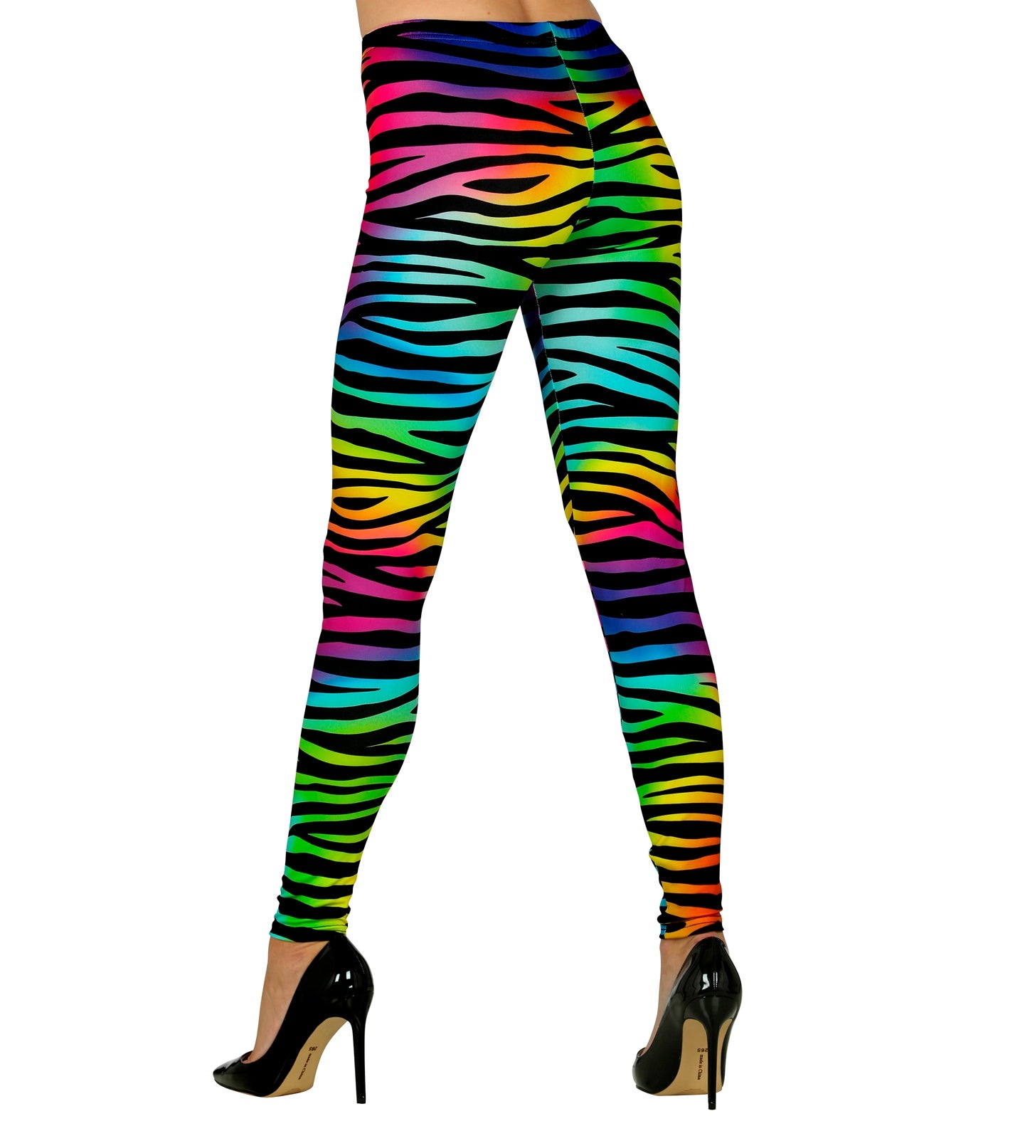 80s Neon Multicoloured zebra Print Leggings rear