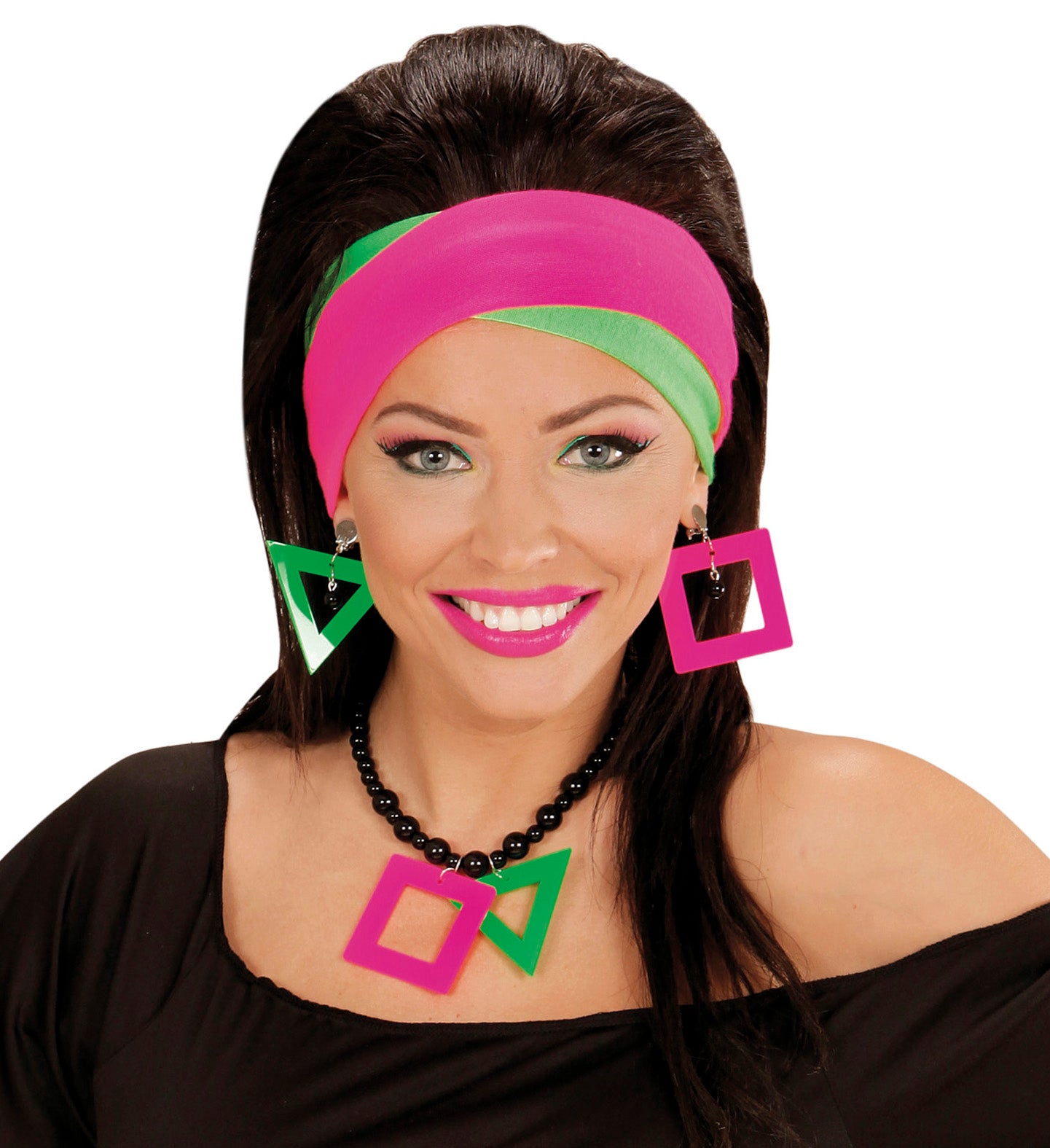 80s Neon Necklace and Earrings costume Set