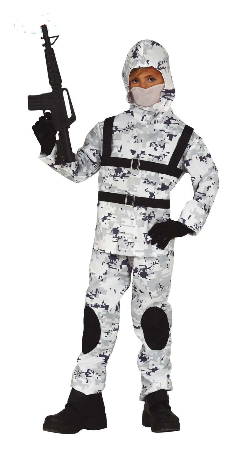Children's Arctic Camo Soldier army Costume for boys and girls.