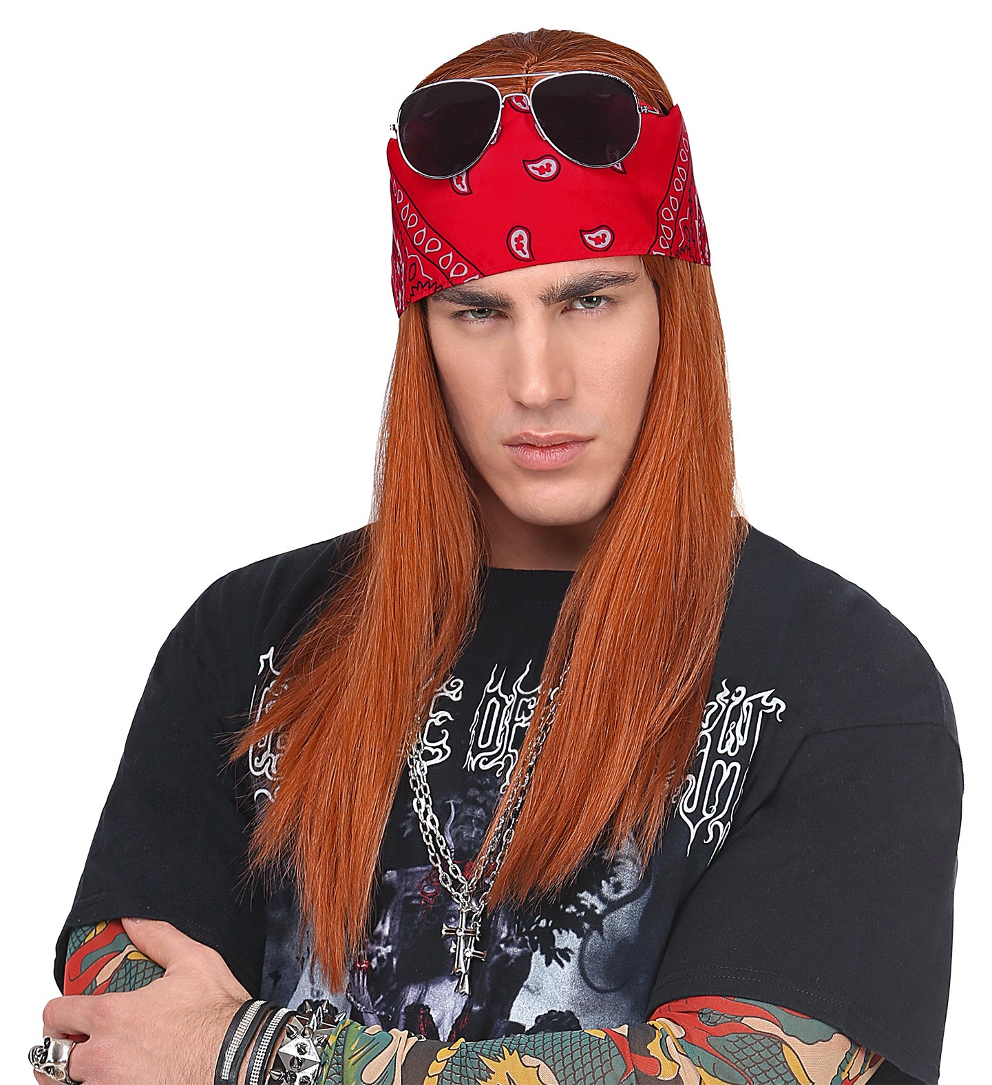 Axel Rose 80's Wig with Bandana and Sunglasses