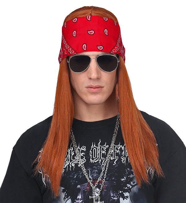 Axel Rose Wig with Bandana and Sunglasses