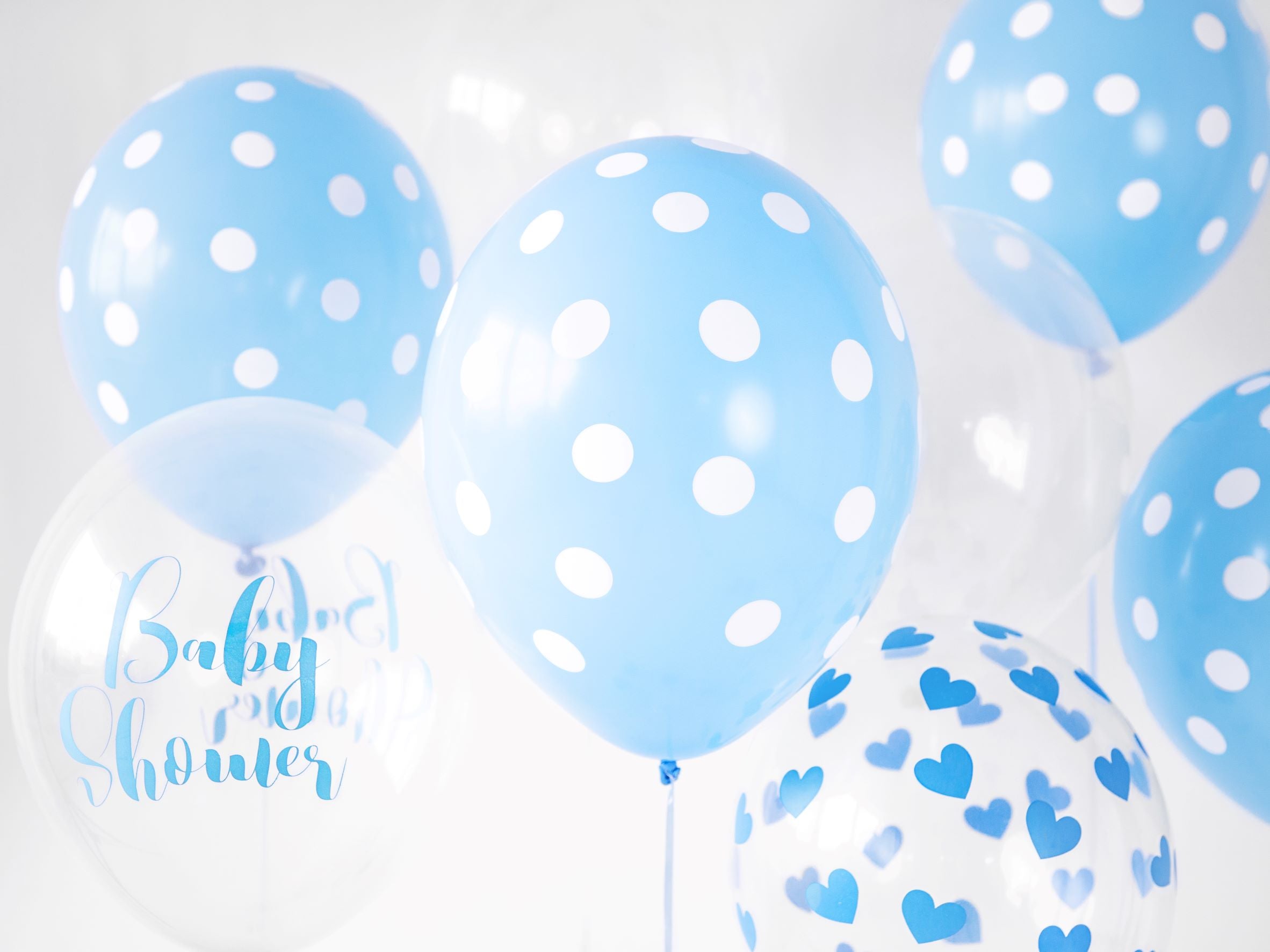 Baby Blue Pastel Balloons with Dots 30cm Pack of 6