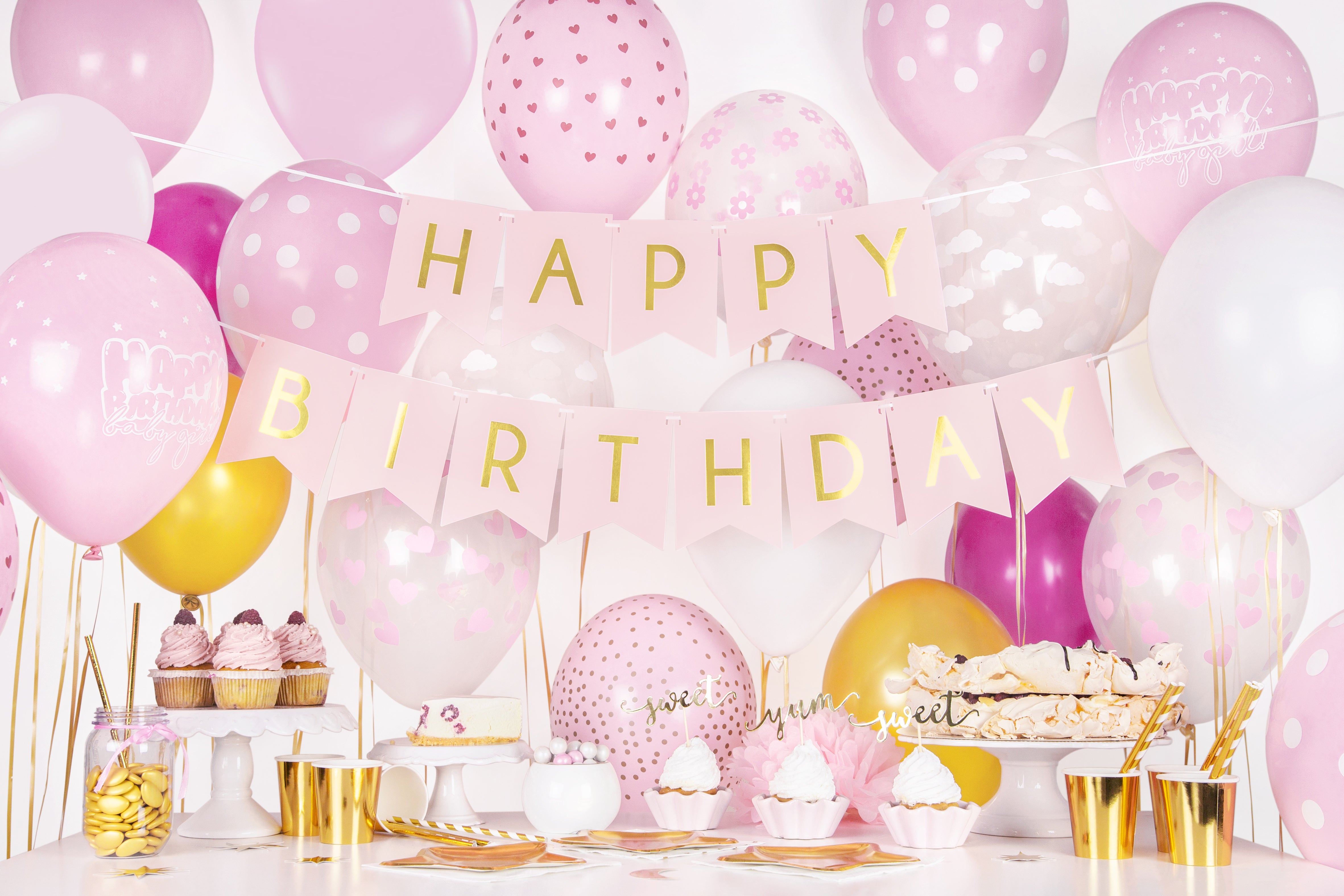 Baby Pink Pastel Balloons with Dots for birthday party