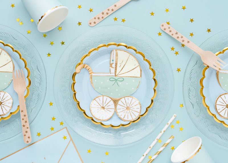 Baby Stroller Napkins Light Blue for baby shower