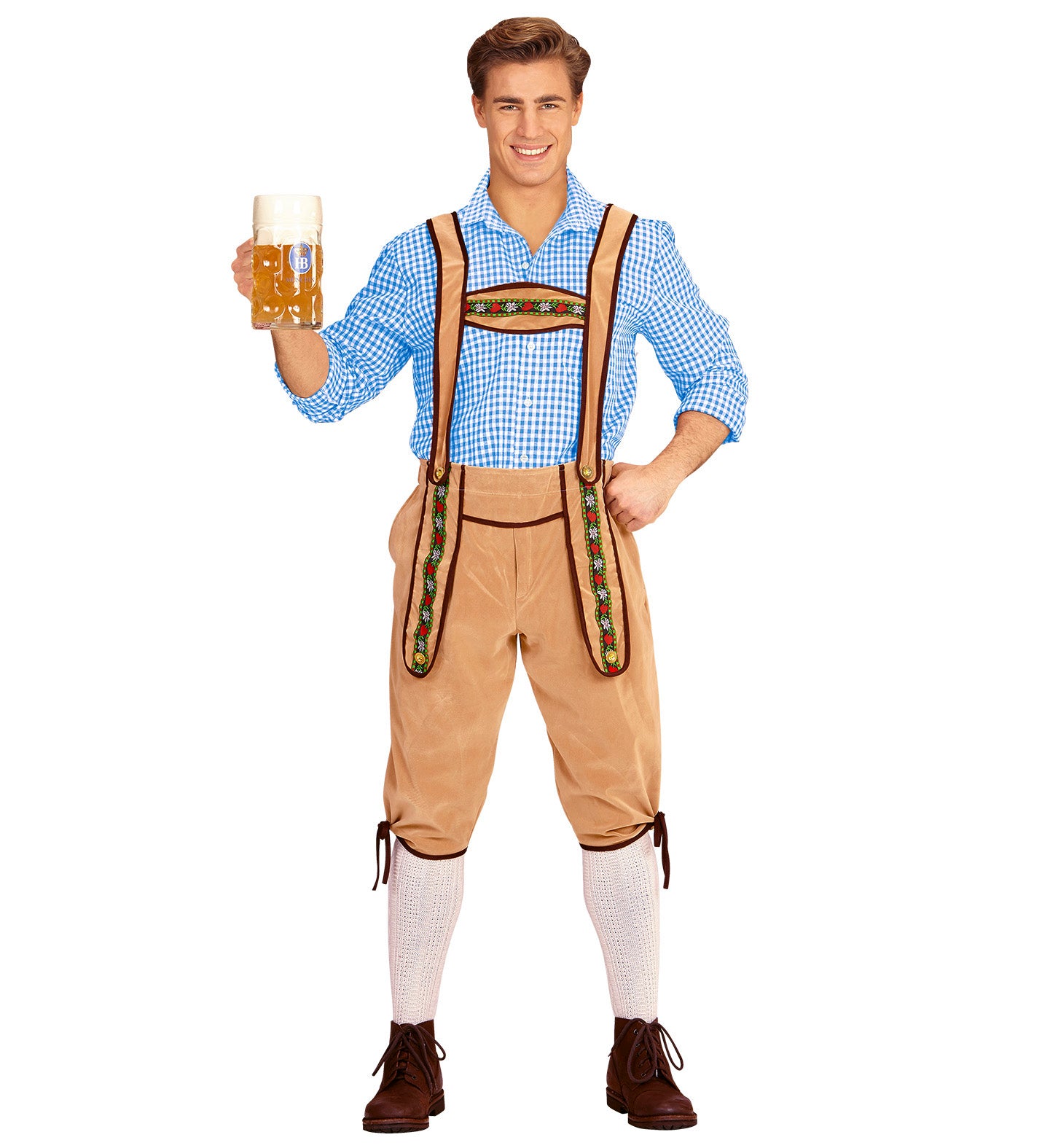 Bavarian Lederhosen Trousers Costume Brown Oktoberfest
