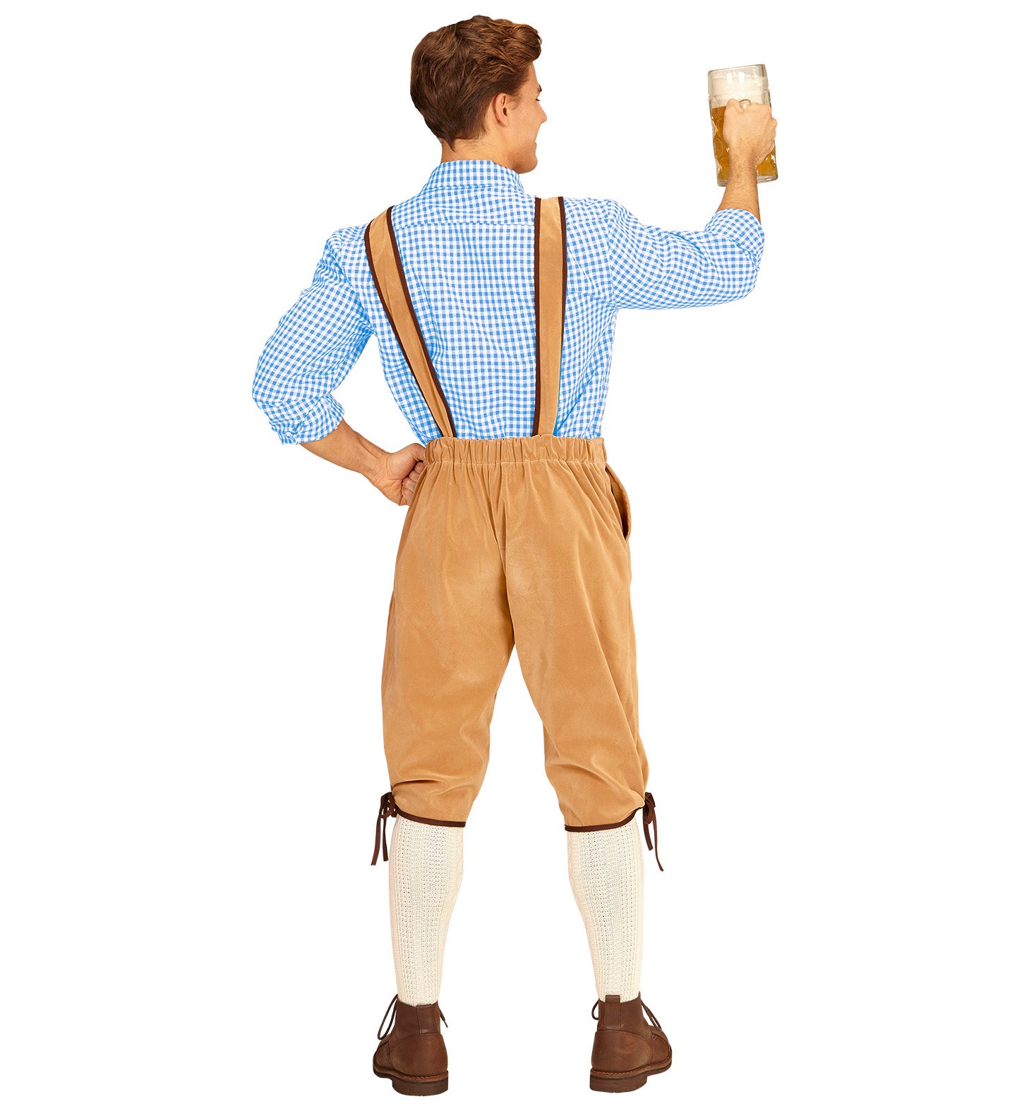 Bavarian Lederhosen Costume Light Brown rear