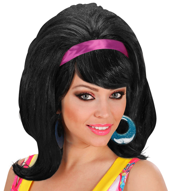 Black 60's Mod Wig costume accessory