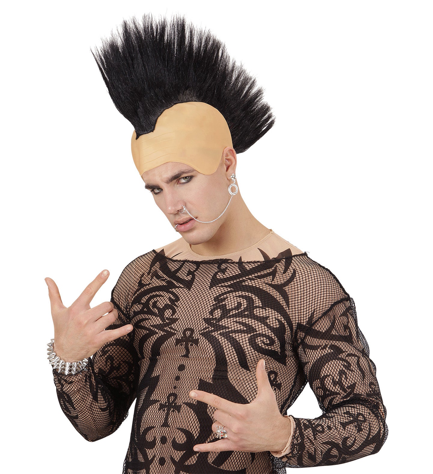 Black Crest Punk Wig Headpiece men's