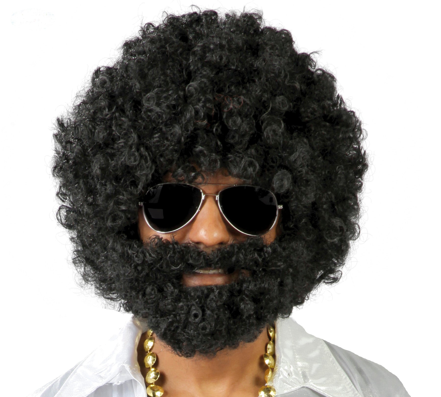 Black Curly Afro Wig And Beard