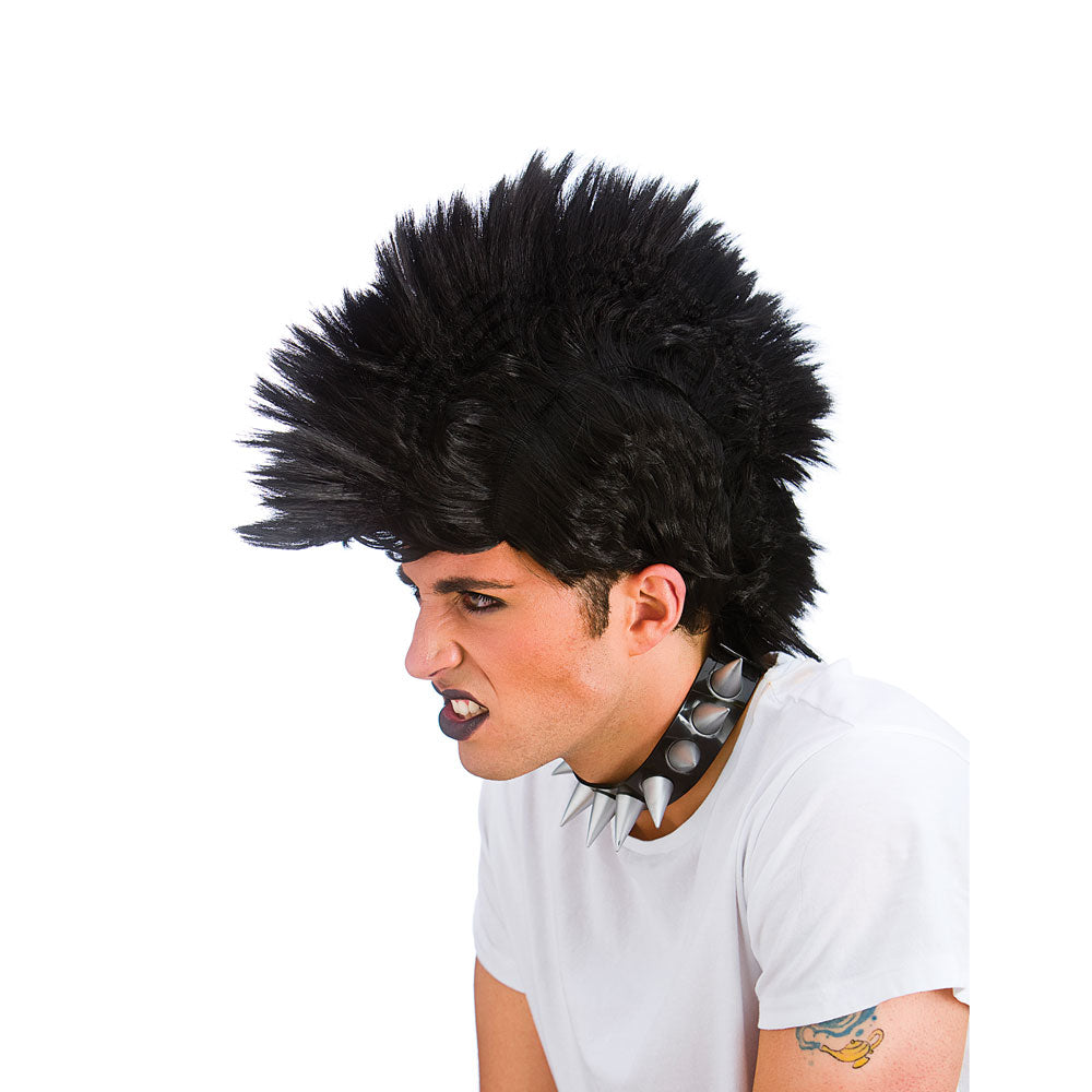 Punk Wigs - Black Mohican Fancy Dress Wig