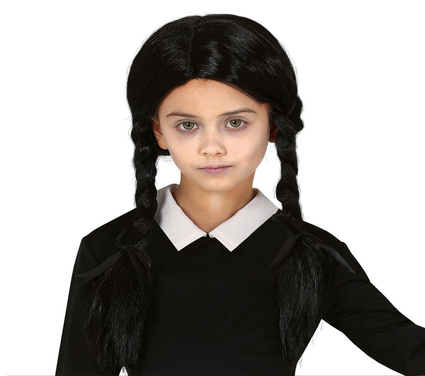 Black Schoolgirl Wednesday Addams  Wig Child