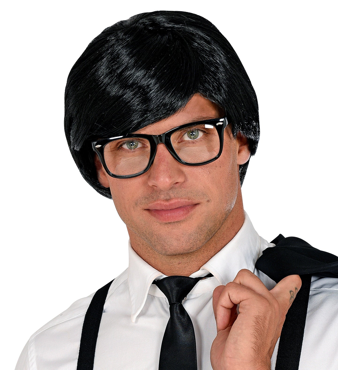 short black wig with side parting for man