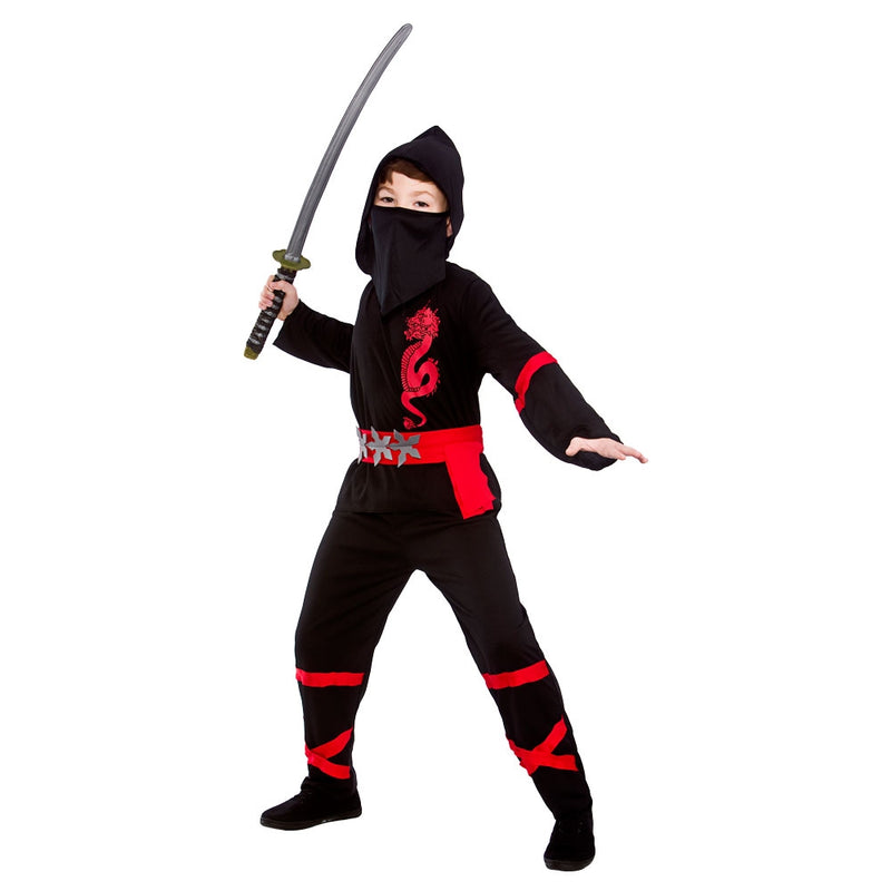 Black Power Ninja Fancy Dress Costume Boys