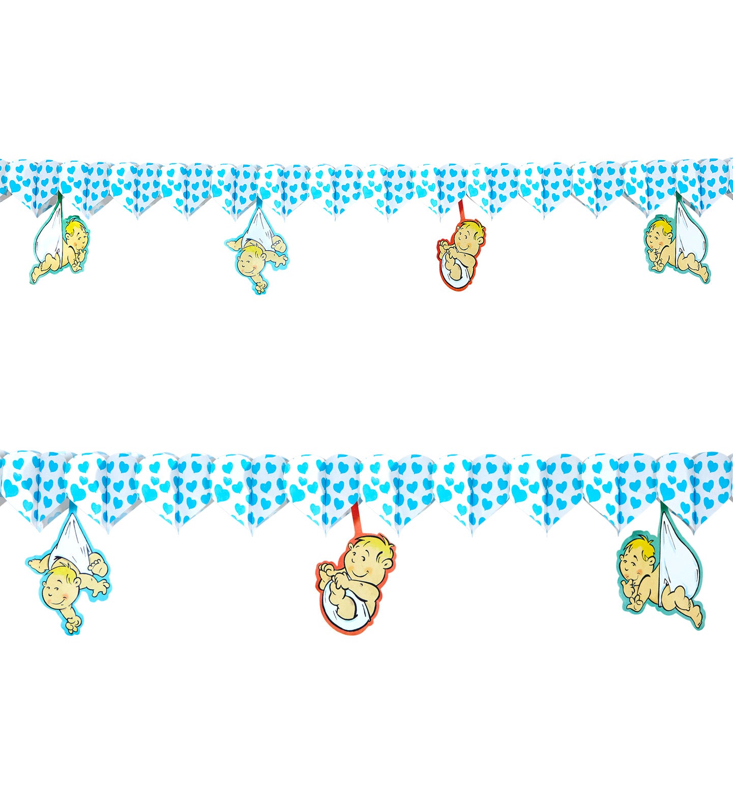Blue Hearts with Babies Garland Baby Shower Bunting