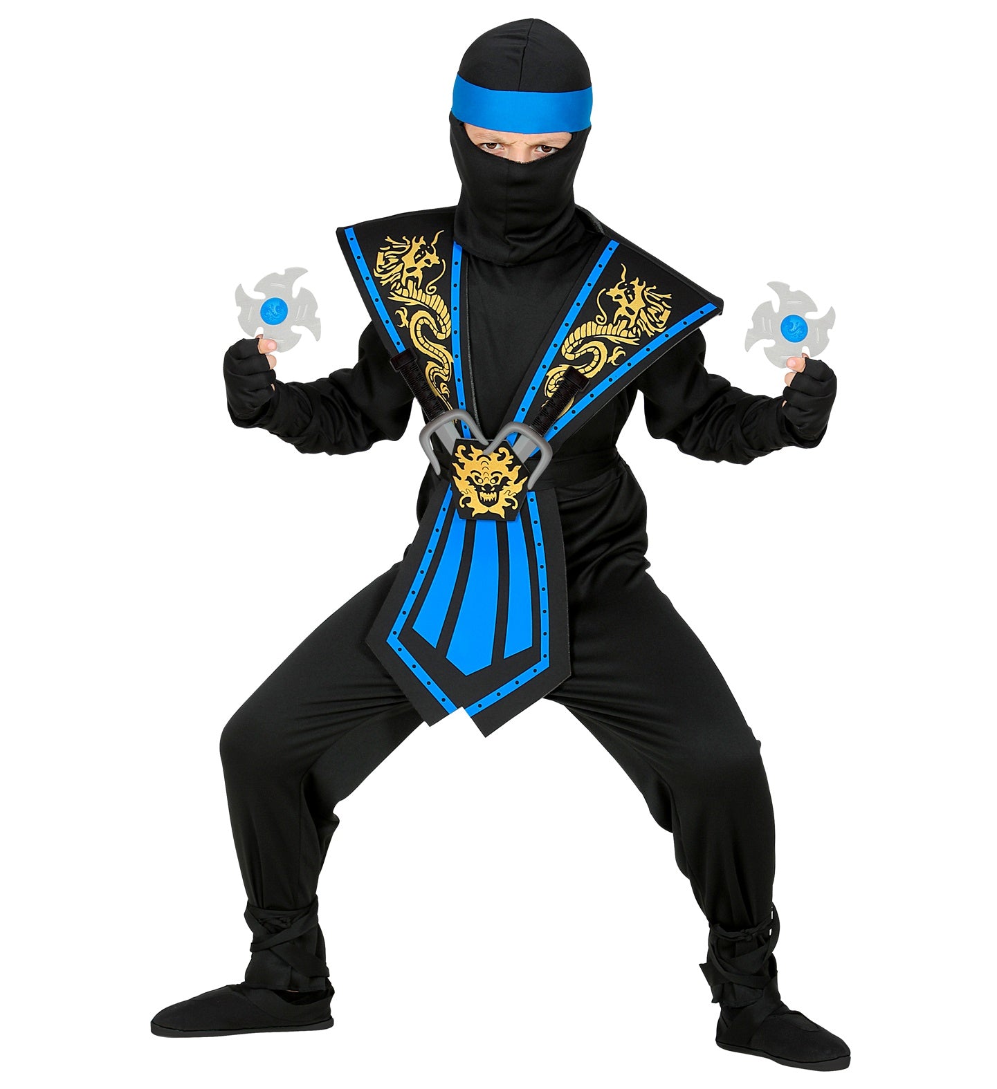 Blue Kombat Ninja Costume With Weapons