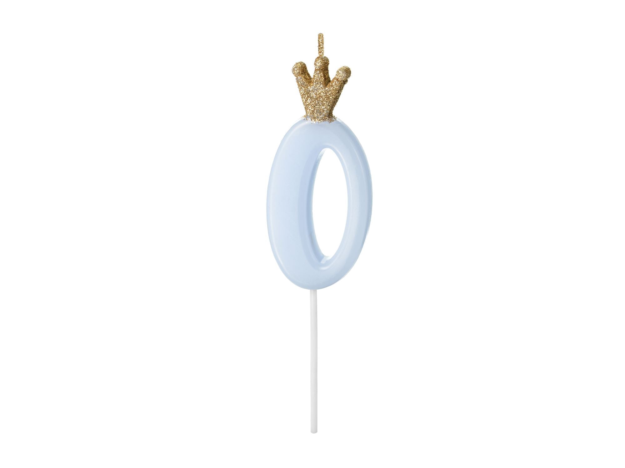 Blue Number 0 Birthday Candle with Gold Crown