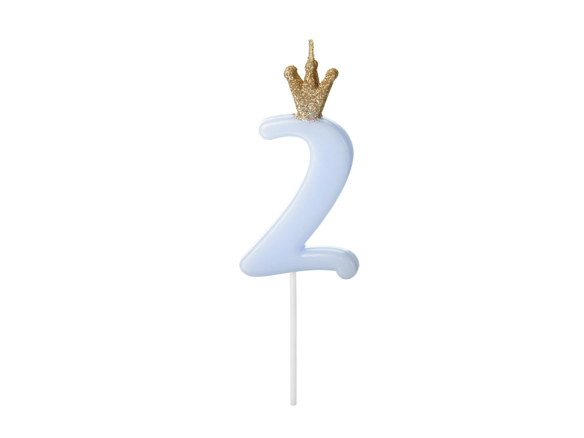 Blue Number two Birthday Candle with Gold Crown