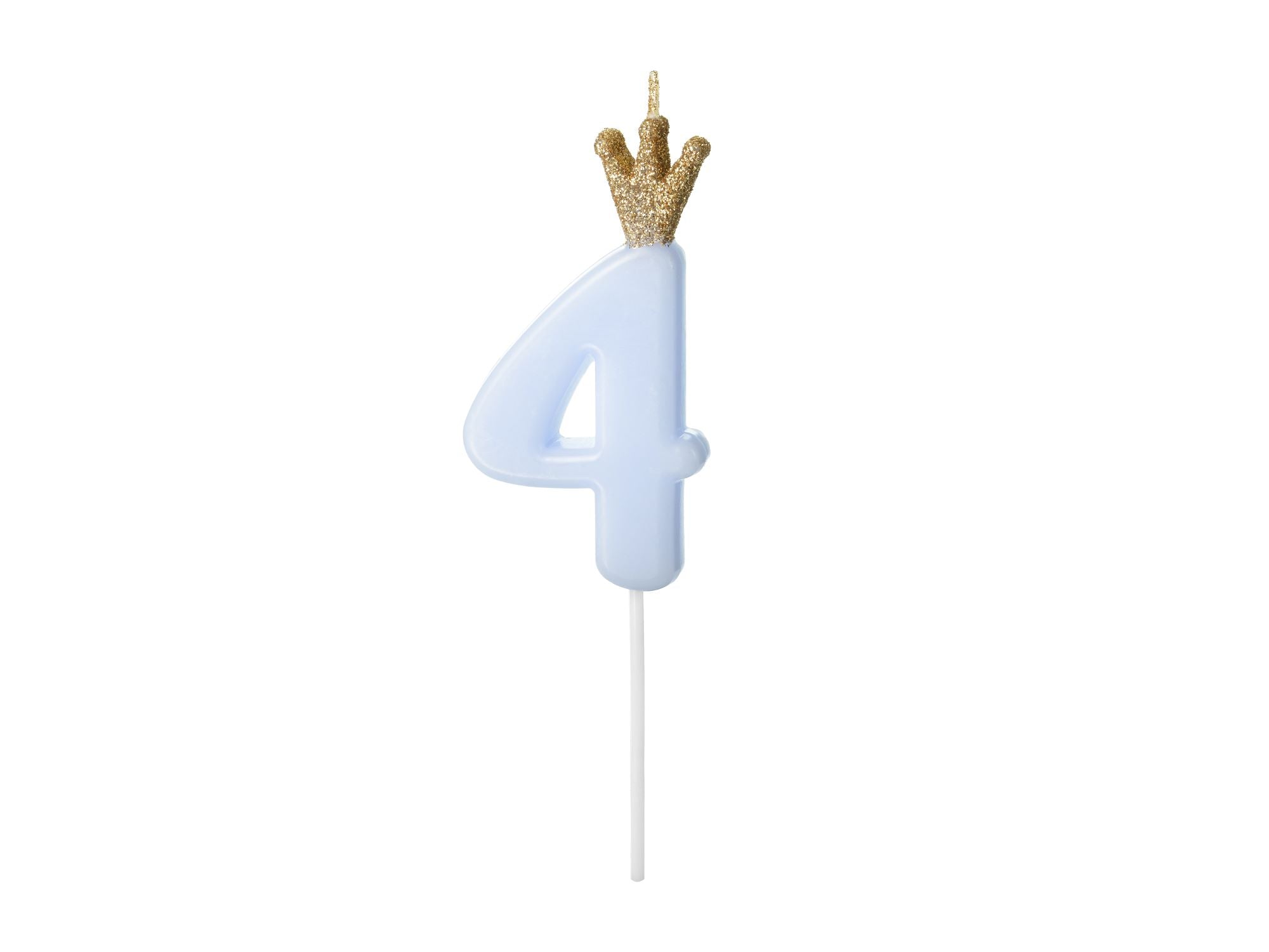 Blue Number four Birthday Candle with Gold Crown