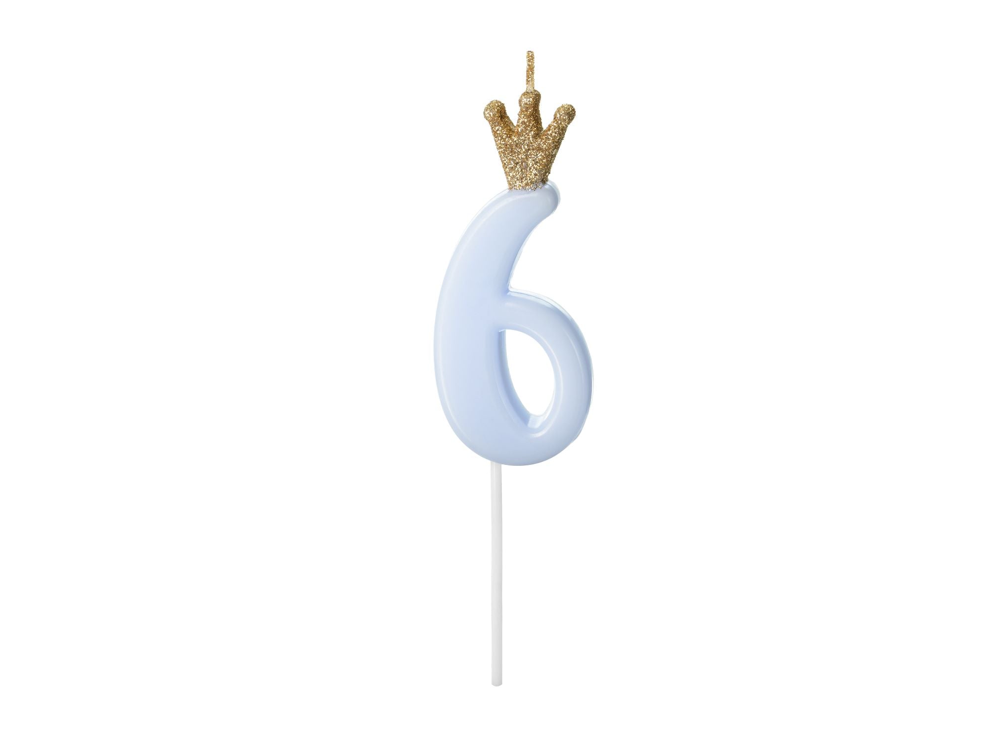 Blue Number 6 Birthday Candle with Crown