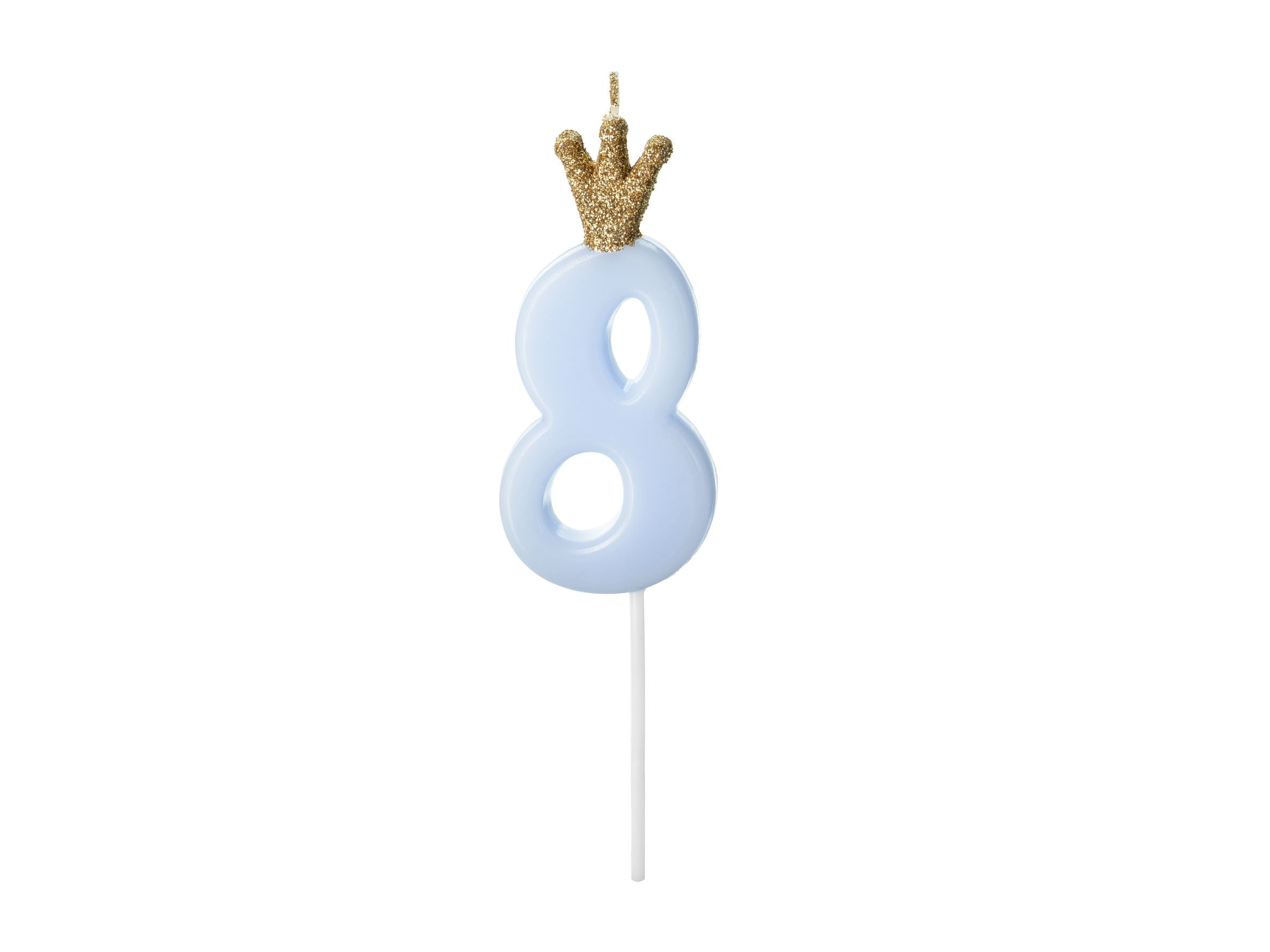 Blue Number eight Birthday Candle with Crown