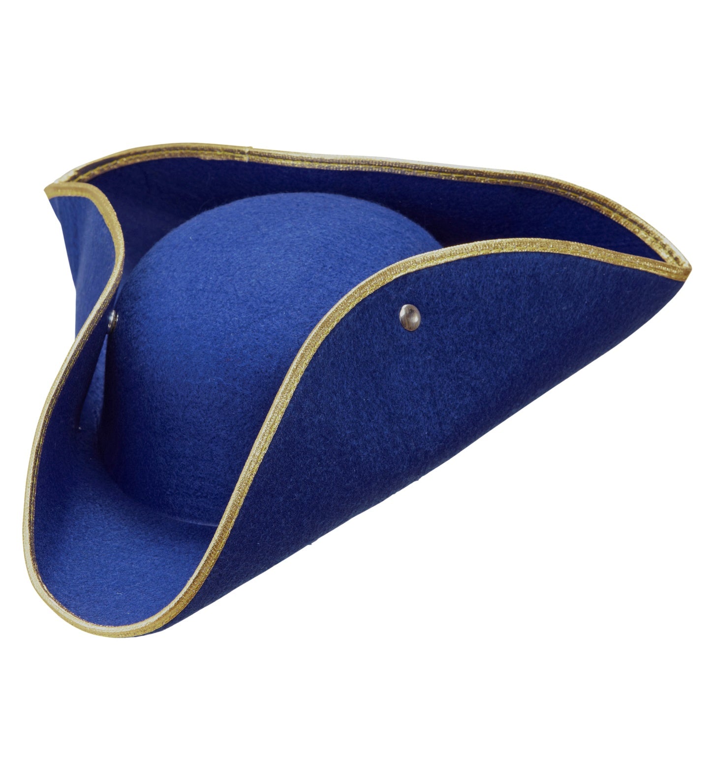 Blue Tricorn Hat with Gold Trim