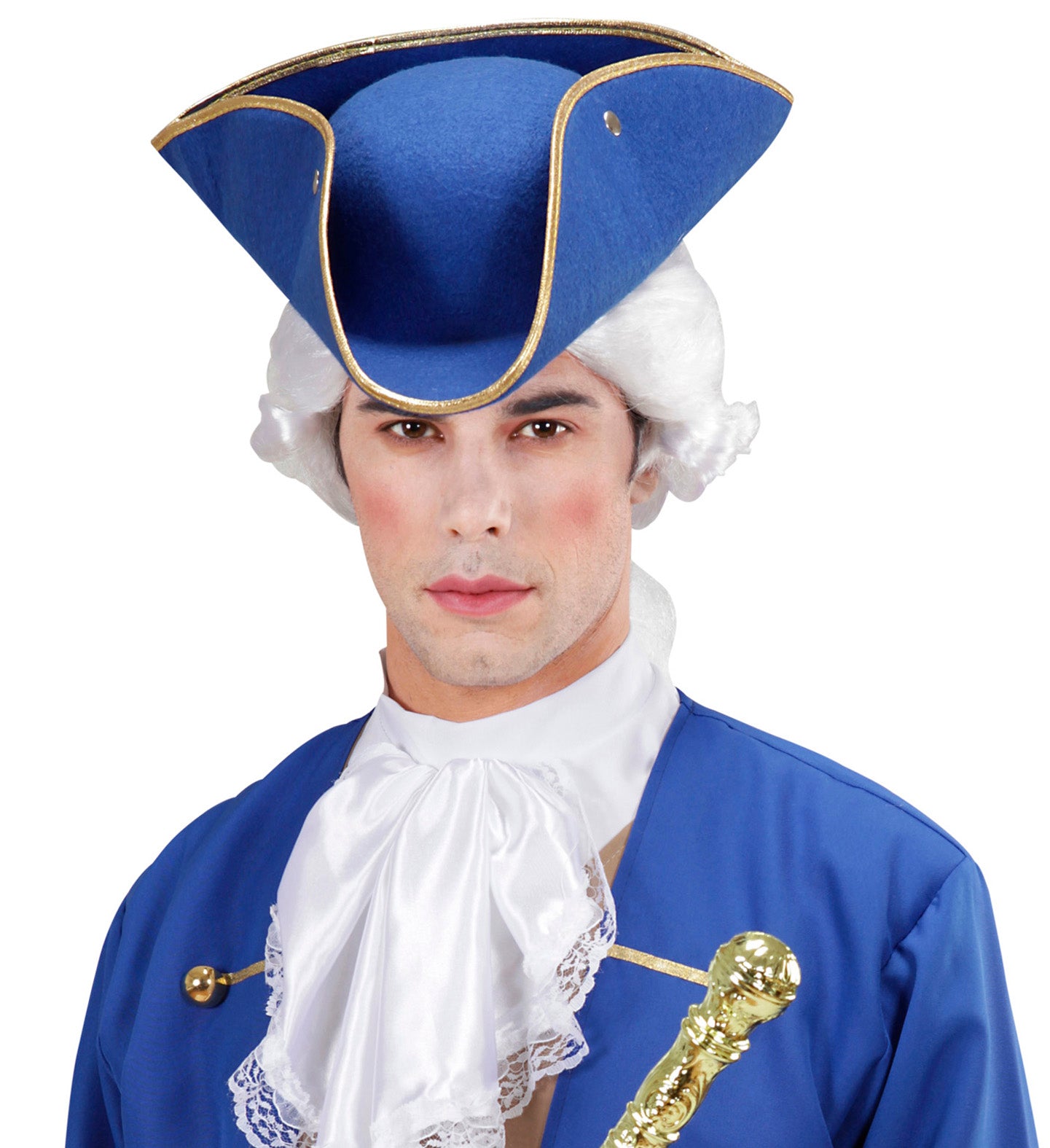 Blue Tricorn Hat with Gold Trim men's