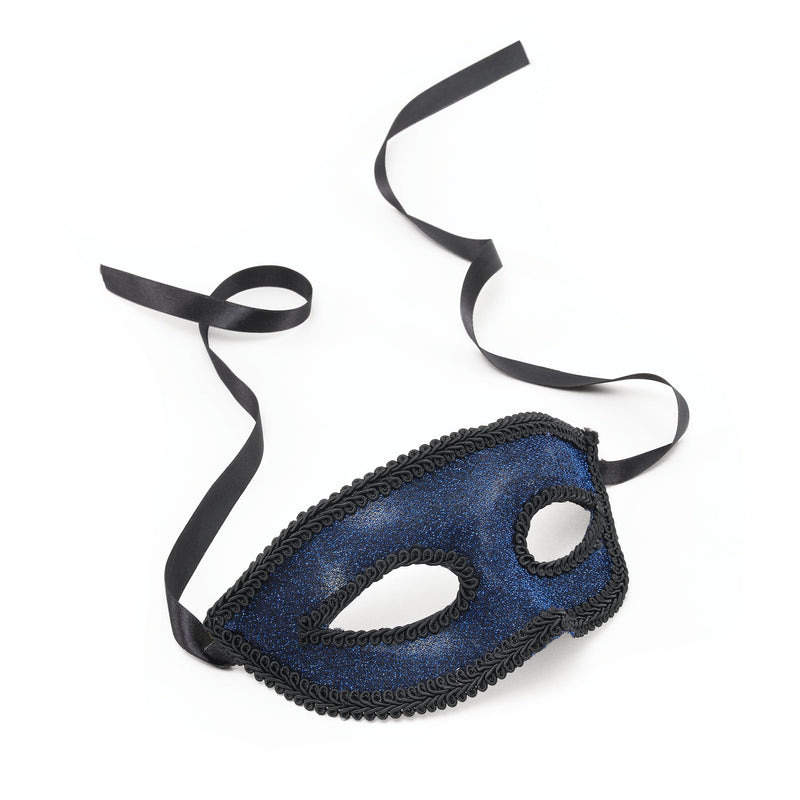 Blue Masquerade Eye Mask and Black Ribbons