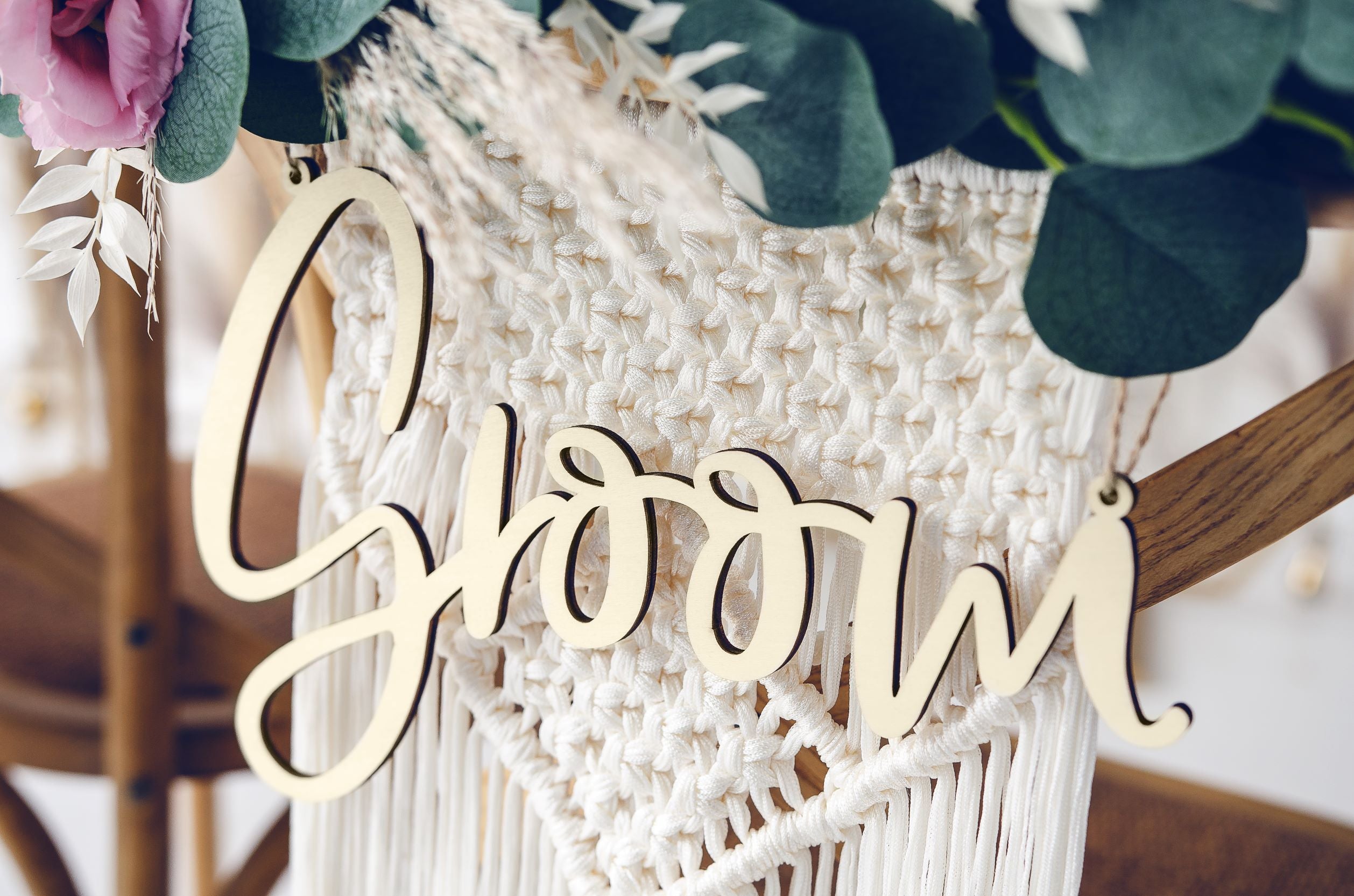Groom Wooden Chair Signs