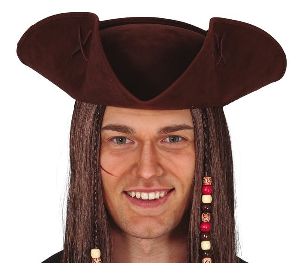 Brown Pirate Tricorn Hat