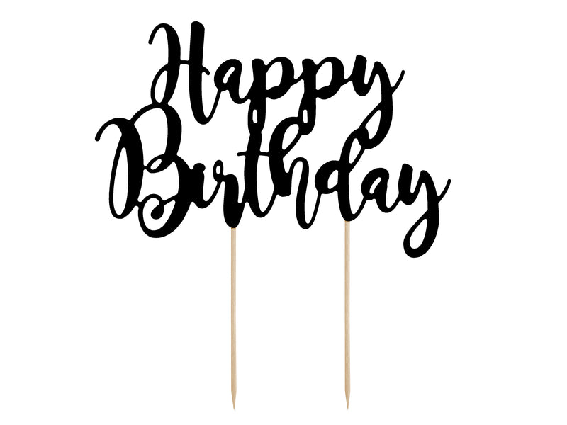 Black Cake Topper Happy Birthday