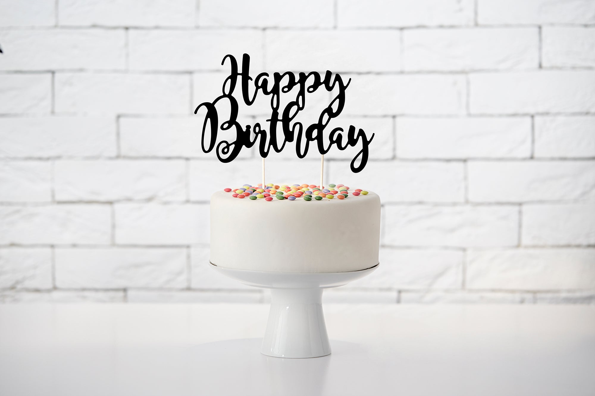 Cake Topper Happy Birthday Black
