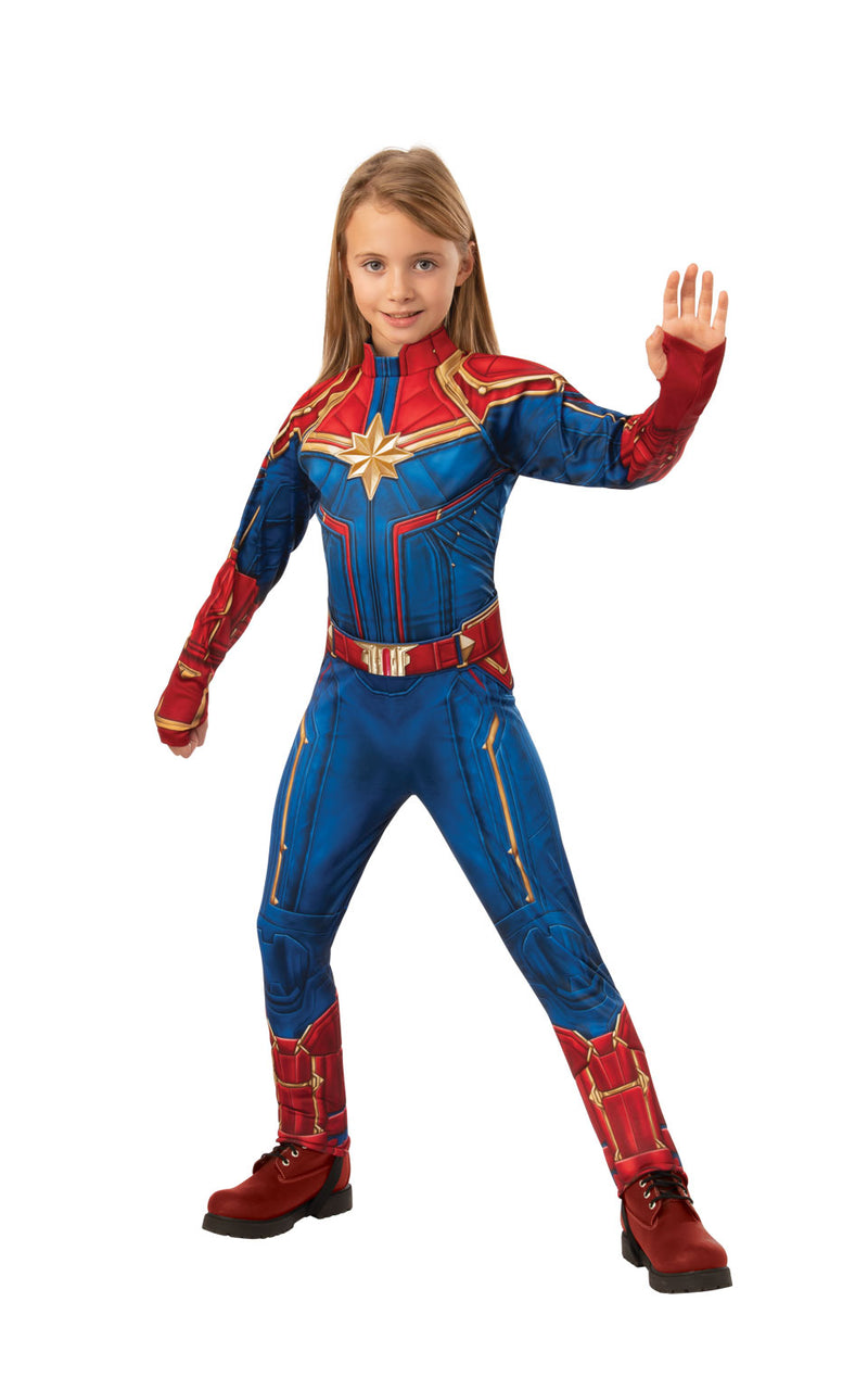 Captain Marvel Deluxe superhero outfit for girls.