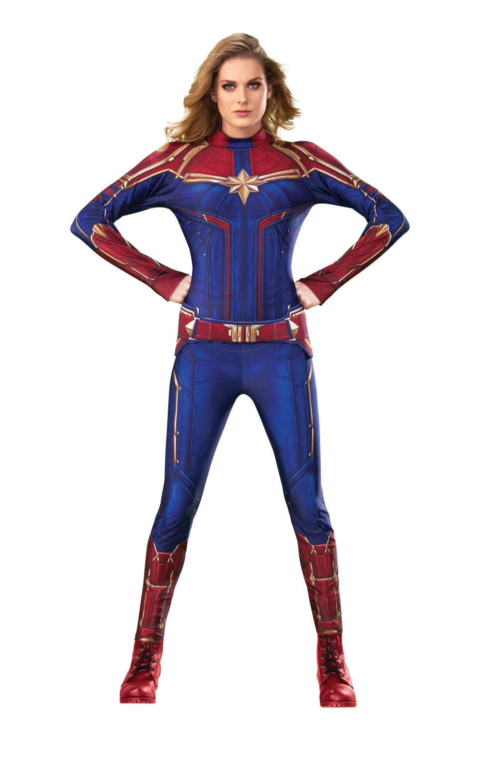 Captain Marvel costume adult superhero suit for women.